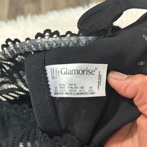 GLAMORISE Elegant Black Lace Women's Bra Size 42H - Picture 3 of 11